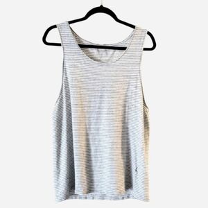 All Saints Figet Stripe Vest Gray Medium Striped White Cotton Shirt Tank Top